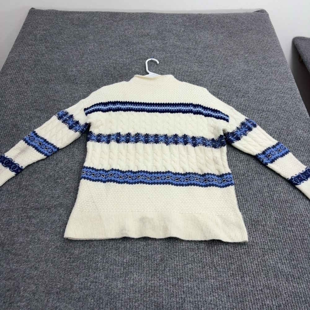 Vineyard Vines Sweater Womens XS White Wool Blend Cable Knit Mock Neck Preppy